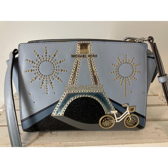 MICHAEL KORS, SMALL PARIS EFFIL TOWER, BICYCLE CROSSBODY BAG - Picture 1 of 15